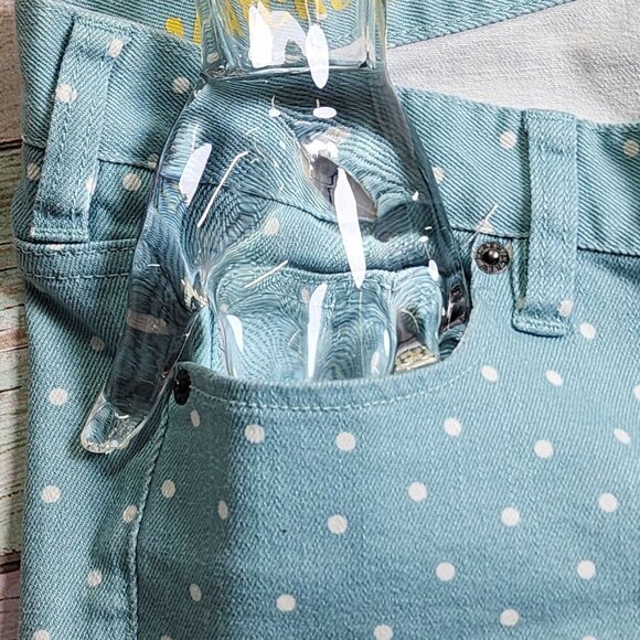 J.Crew Matchstick Polka Dot Stretch Jeans Light Blue Size 31 Cotton/Spandex Wome - Picture 9 of 13